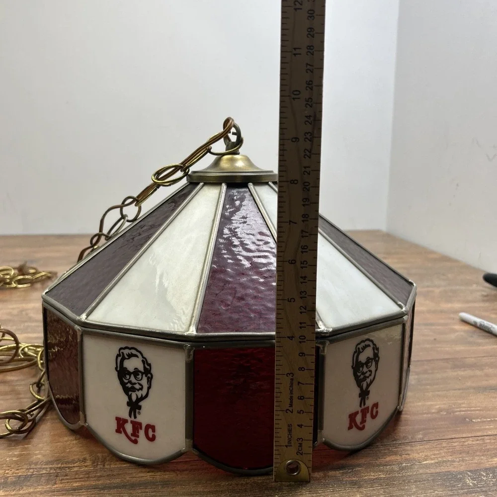 Vtg KFC Stained Glass Dining Table Hanging Lamp 13